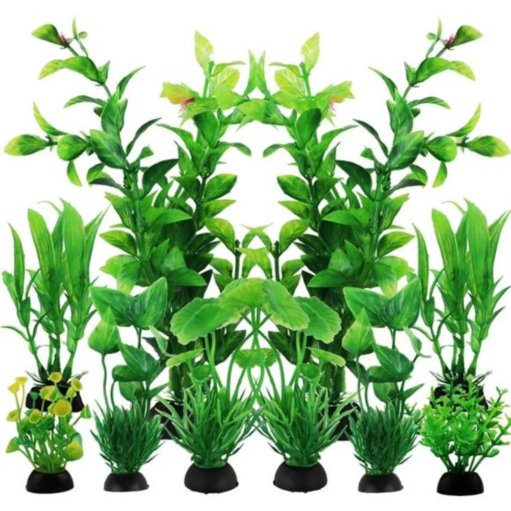 Fish Tank Accessories Green Plants, 10pcs Green Fish Tank Decorations,